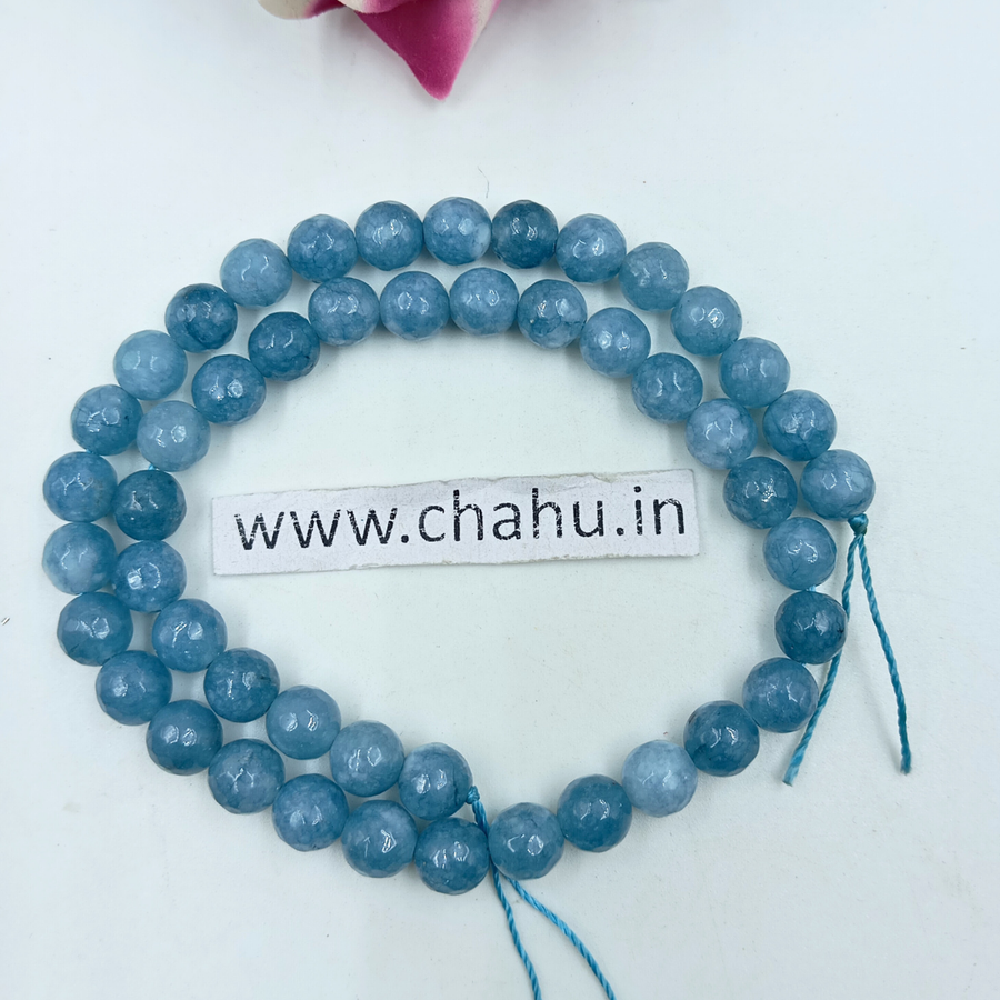 8 mm Natural Blue Hydro Marble Beads