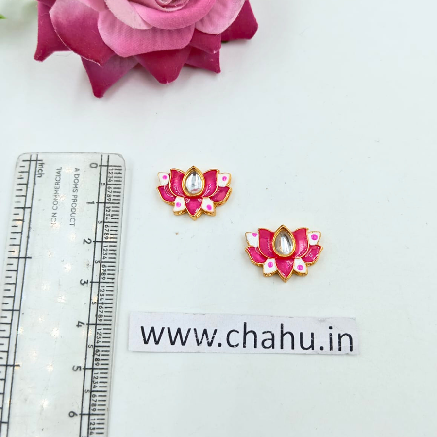 Pink Meenakari Lotus Rakhi Pendent-10 pieces