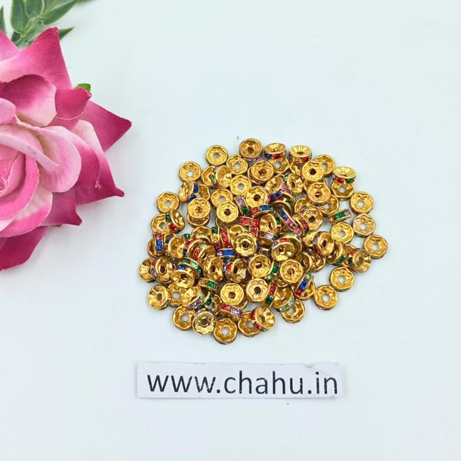 6x2mm Multi Rhinestone Disc Spacer Beads - 20 Gram