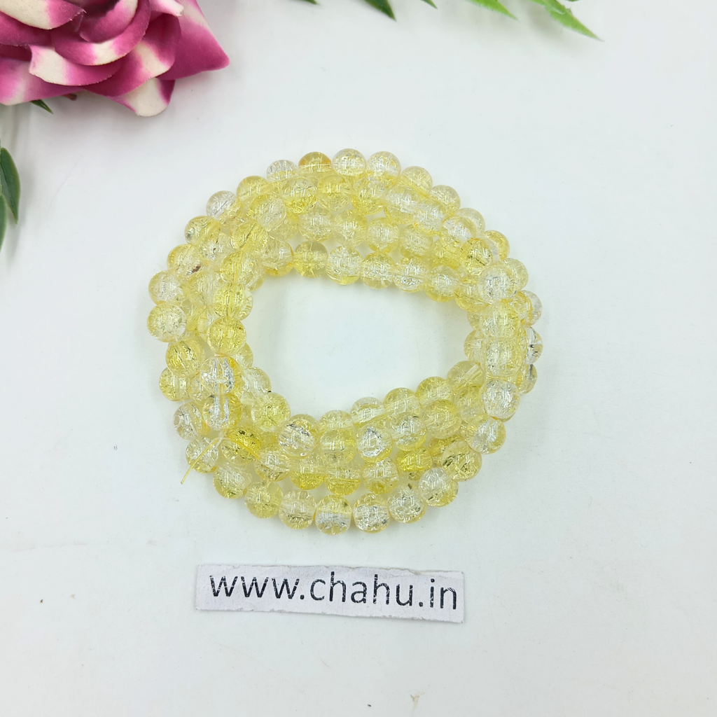 8 mm Yellow Crackle Bead