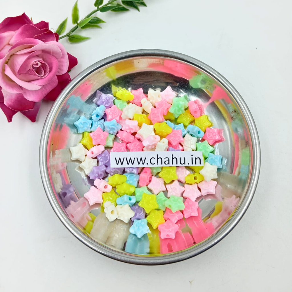 Smile Star Acrylic Beads - 100 Gram