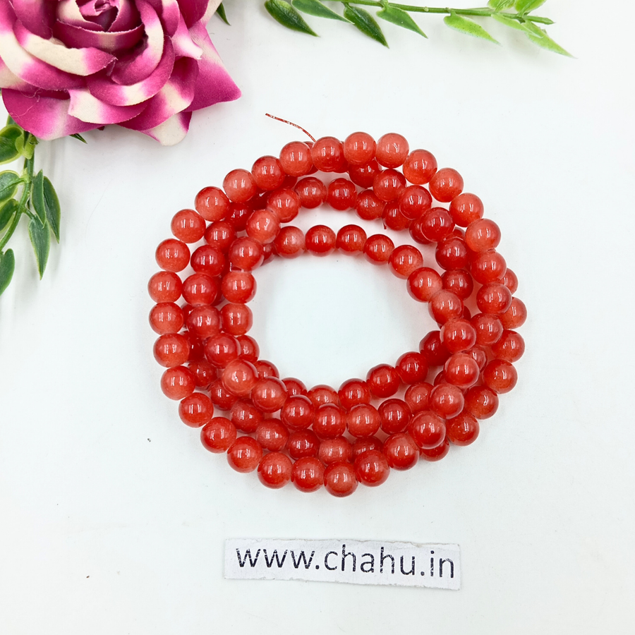8mm Light Red Jelly Bead