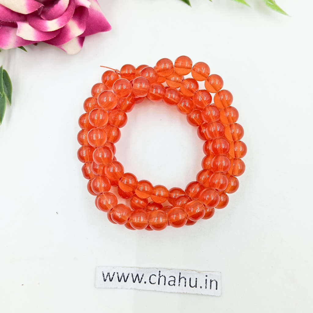 8mm Orange Trans Jelly Bead