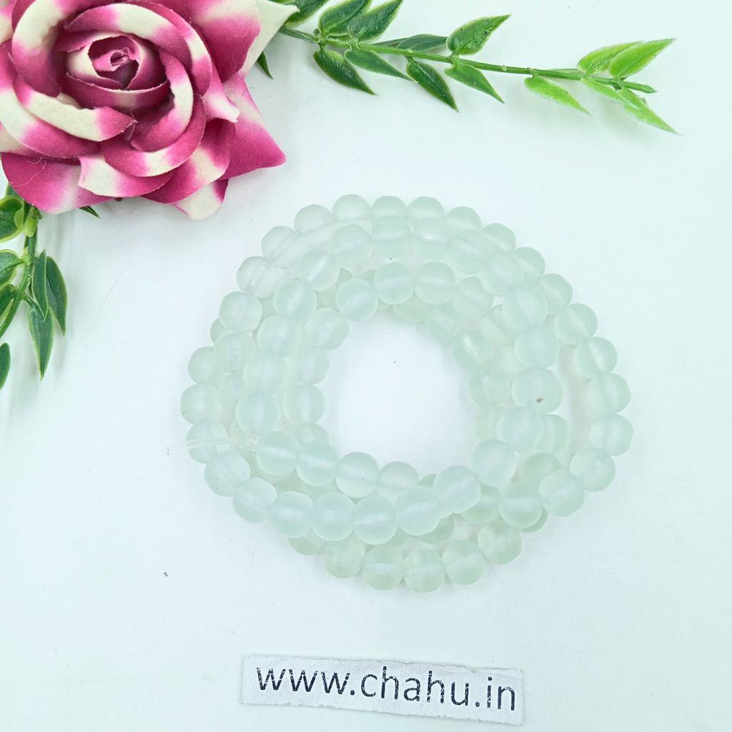 8 mm White Matte Trans Beads