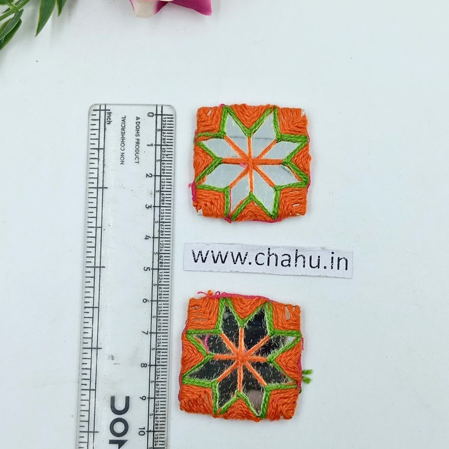 Orange & Parrot Green Square Mirror - 10 Pieces