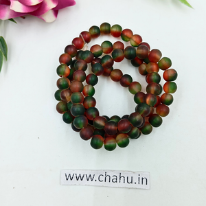 8 mm Mix Green & Red Matte Trans Beads