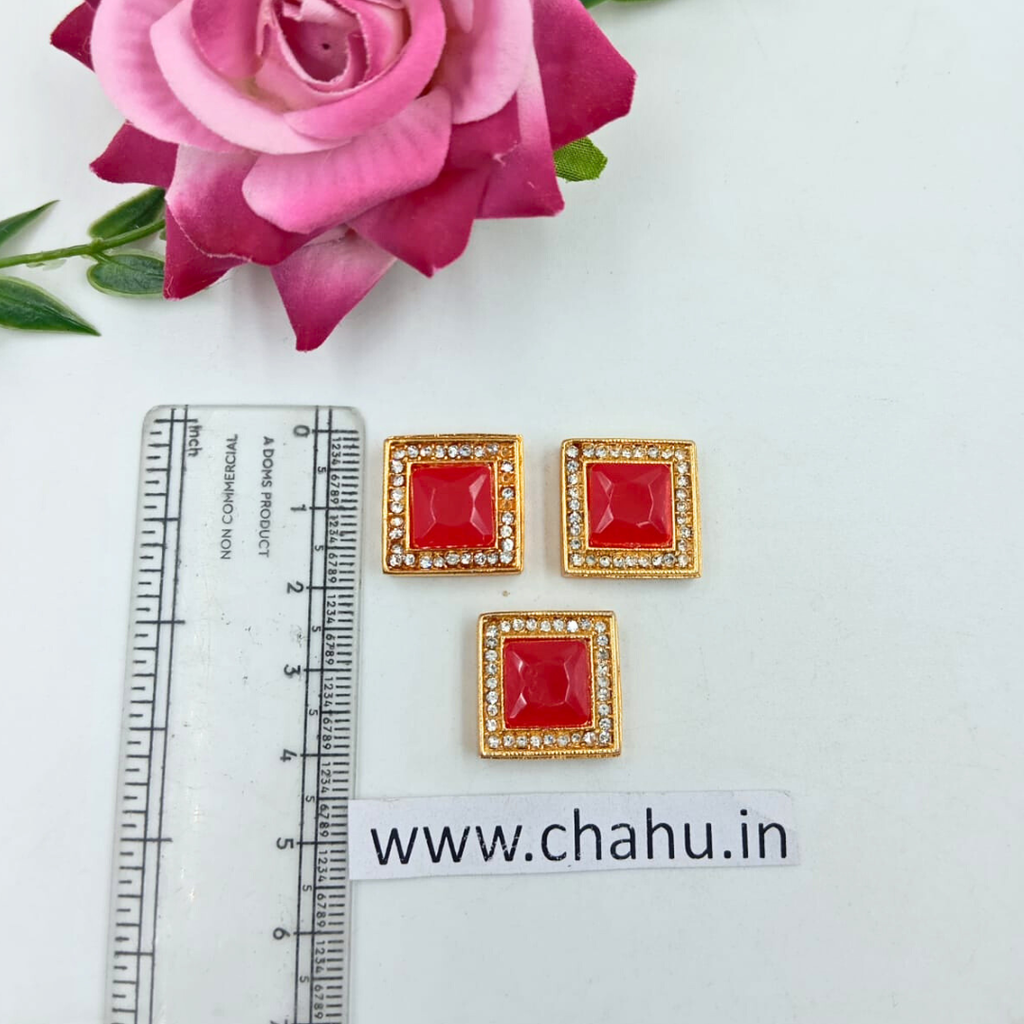 Red Square Kundan stone - 5 Pieces