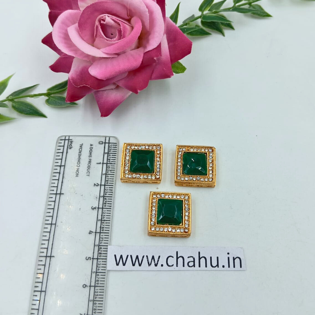 Green Square Kundan stone - 5 Pieces