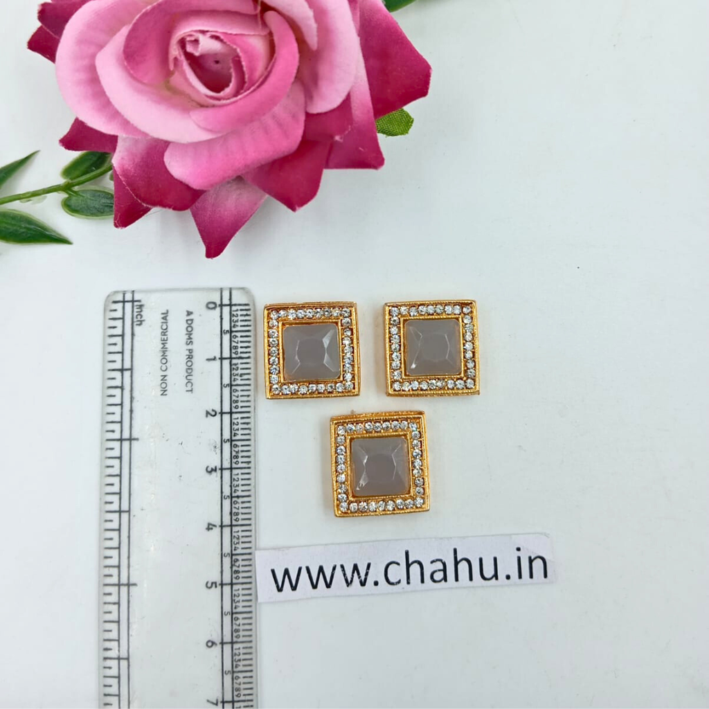 Gray Square Kundan stone - 5 Pieces