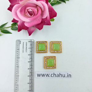 Parrot Green Square Kundan stone - 5 Pieces