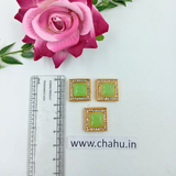 Parrot Green Square Kundan stone - 5 Pieces