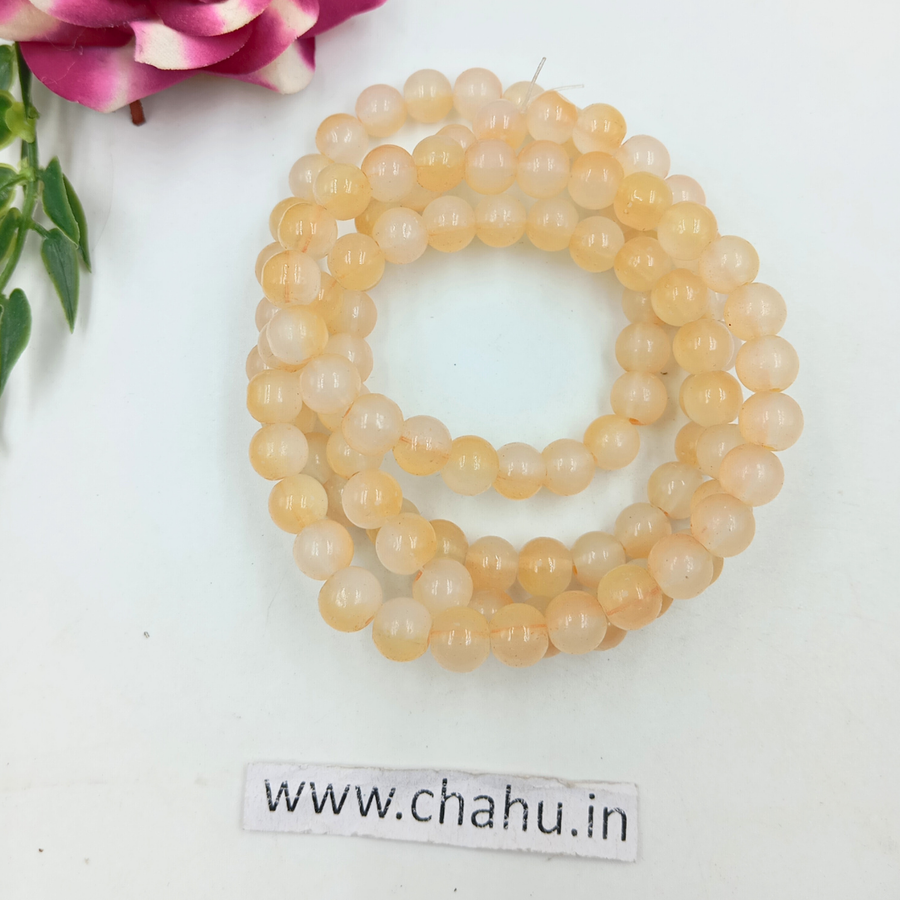 8 mm Light Yellow & White Momi Crackle Bead