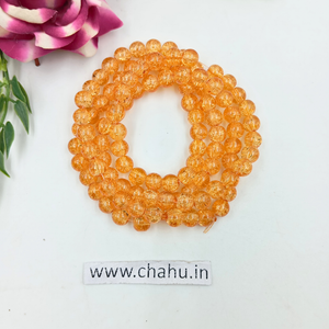 8 mm Orange  Crackle Bead