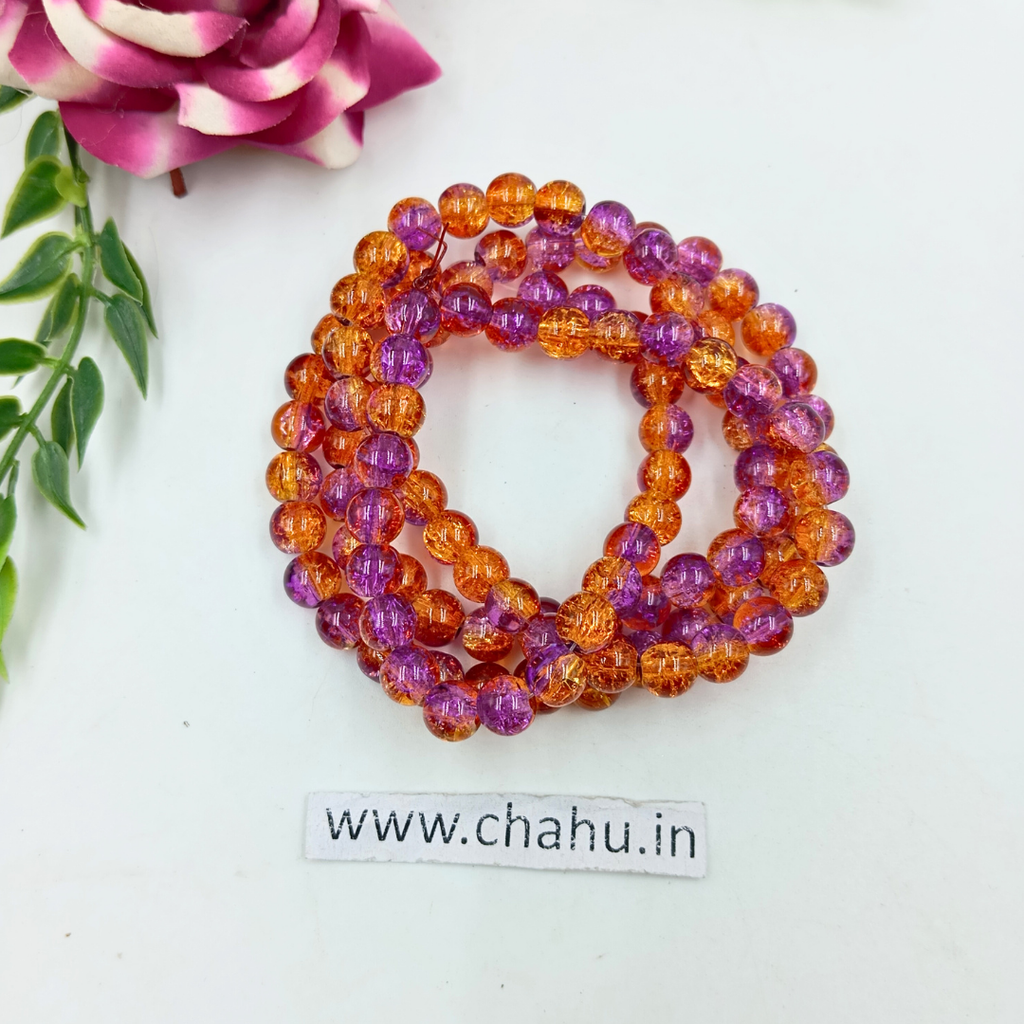 8 mm Orange & Purpal Crackle Bead
