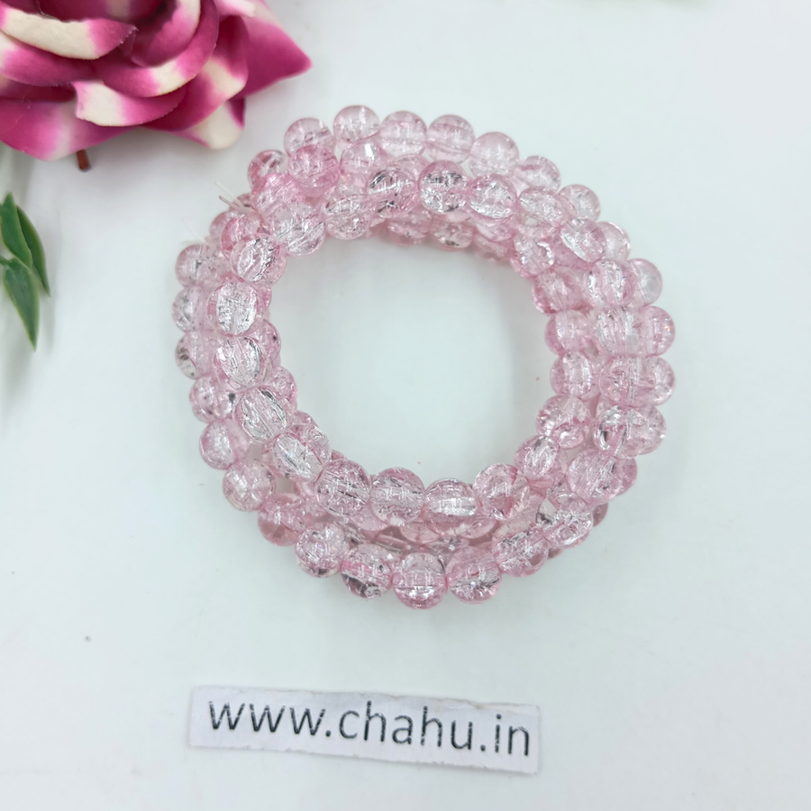8 mm Light Pink Crackle Bead