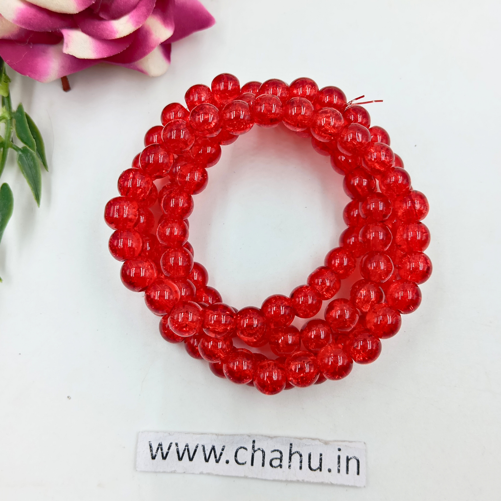 8 mm Red Crackle Bead