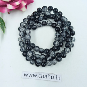 8 mm Black & Grey Blue Crackle Bead