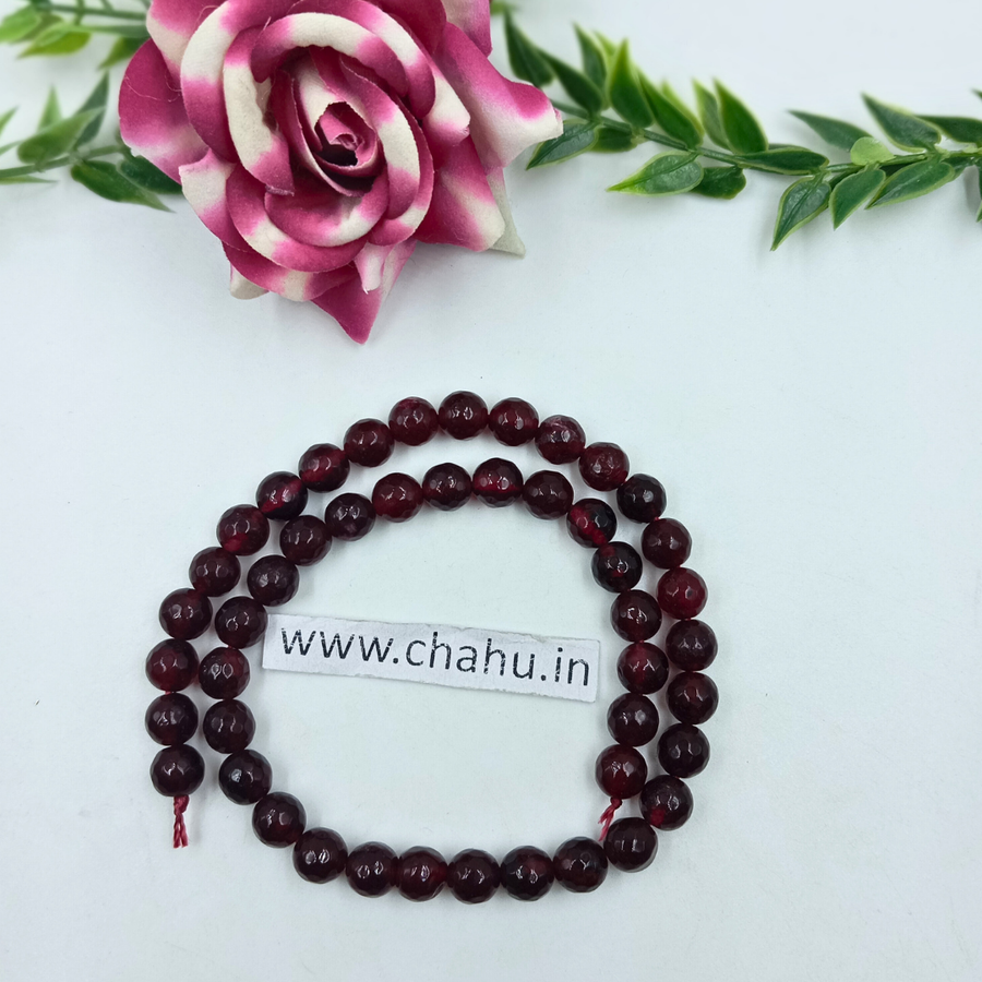 8 mm Maroon Hydro Marble Beads