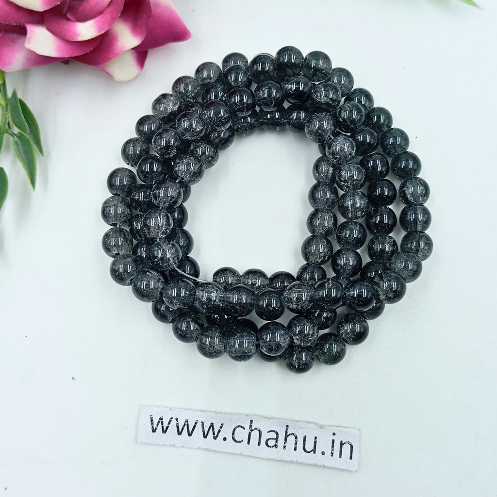 8 mm Drak Grey Crackle Bead