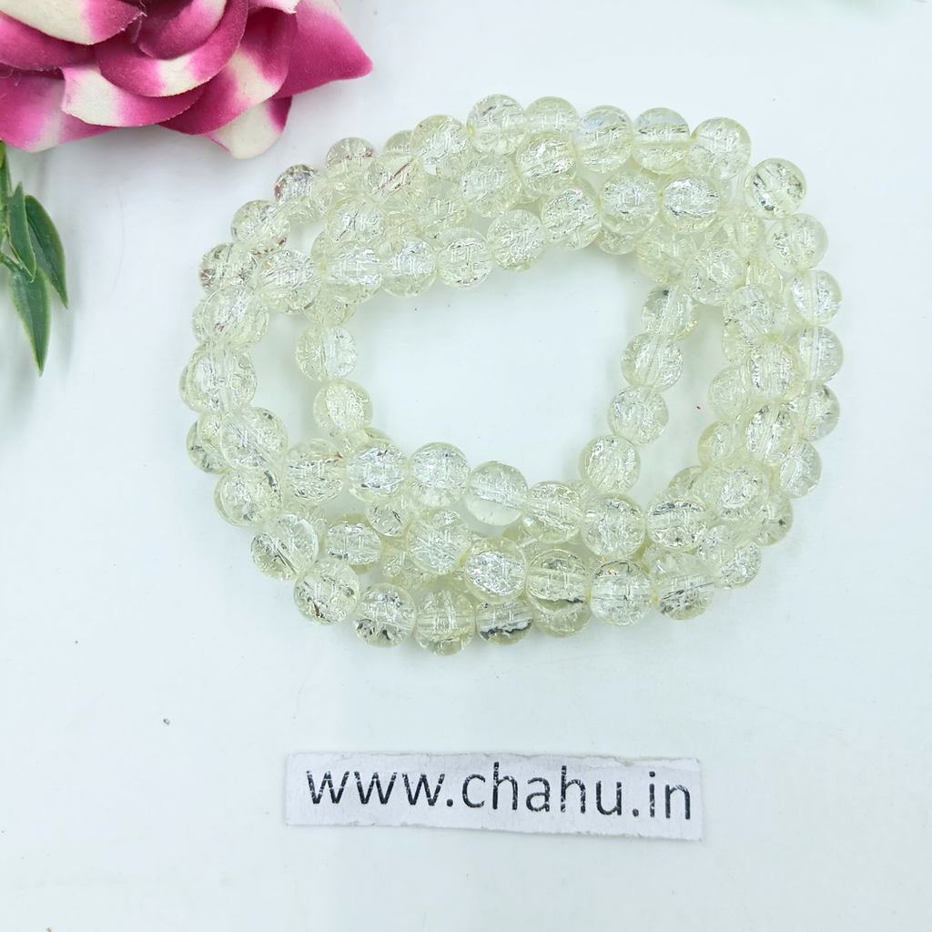 8 mm Off White Crackle Bead