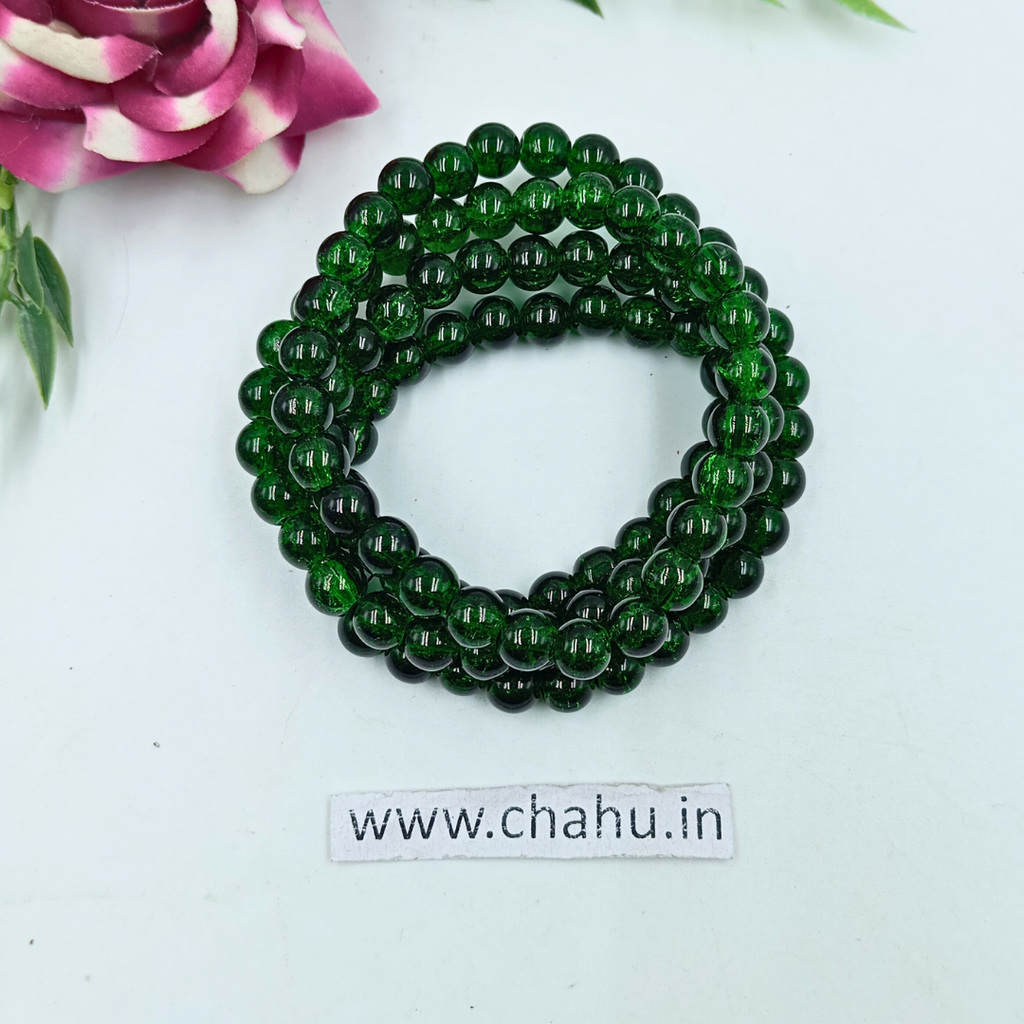 8 mm Green Crackle Bead