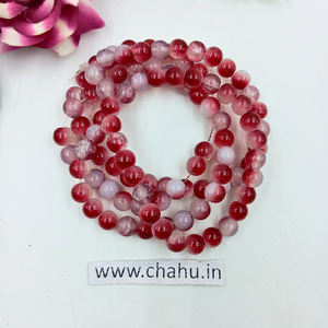 8 mm Maroon & White Crackle Bead