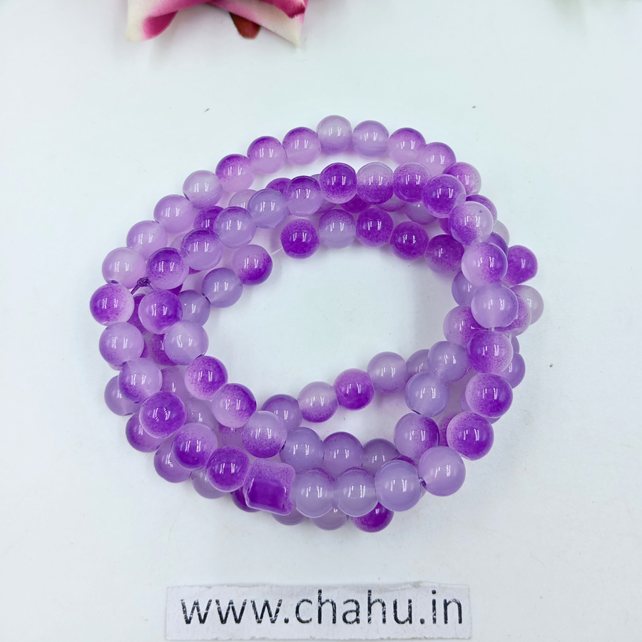 8 mm White & Purple Momi Crackle Bead