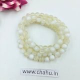 8 mm Off White & White Trans Crackle Bead