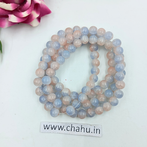 8 mm Light Sky & Peach Momi Crackle Bead