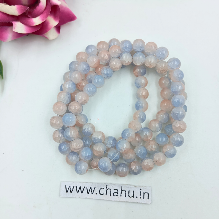 8 mm Light Sky & Peach Momi Crackle Bead