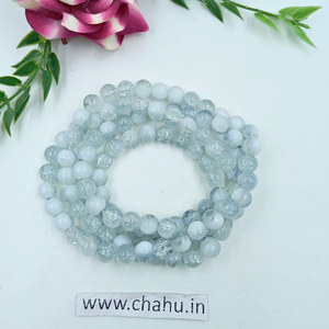 8 mm Light Blue & White Trans Crackle Bead