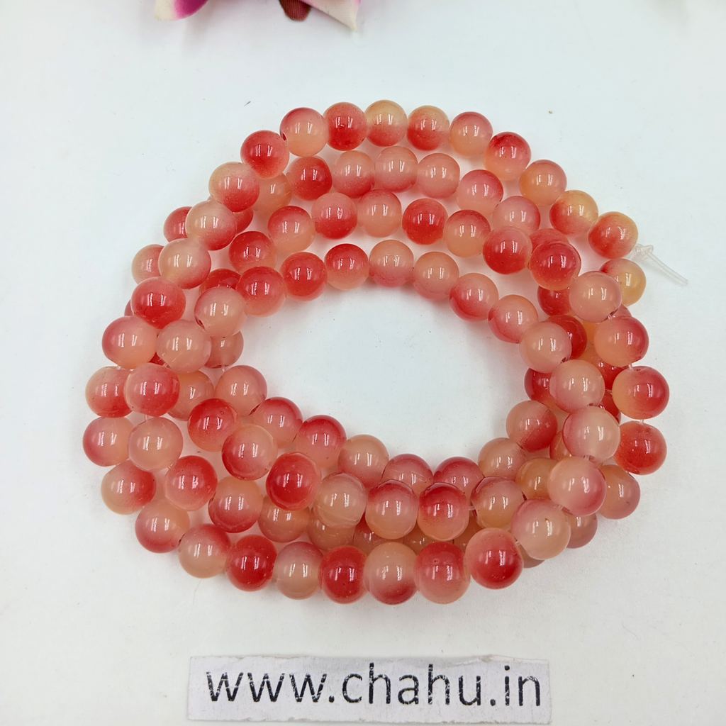 8 mm Light Red & Light Yellow Momi Crackle Bead