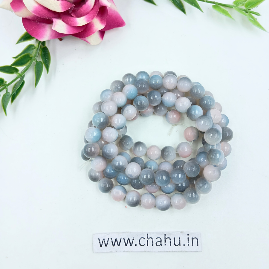 8 mm Peach & Grey Momi Crackle Bead