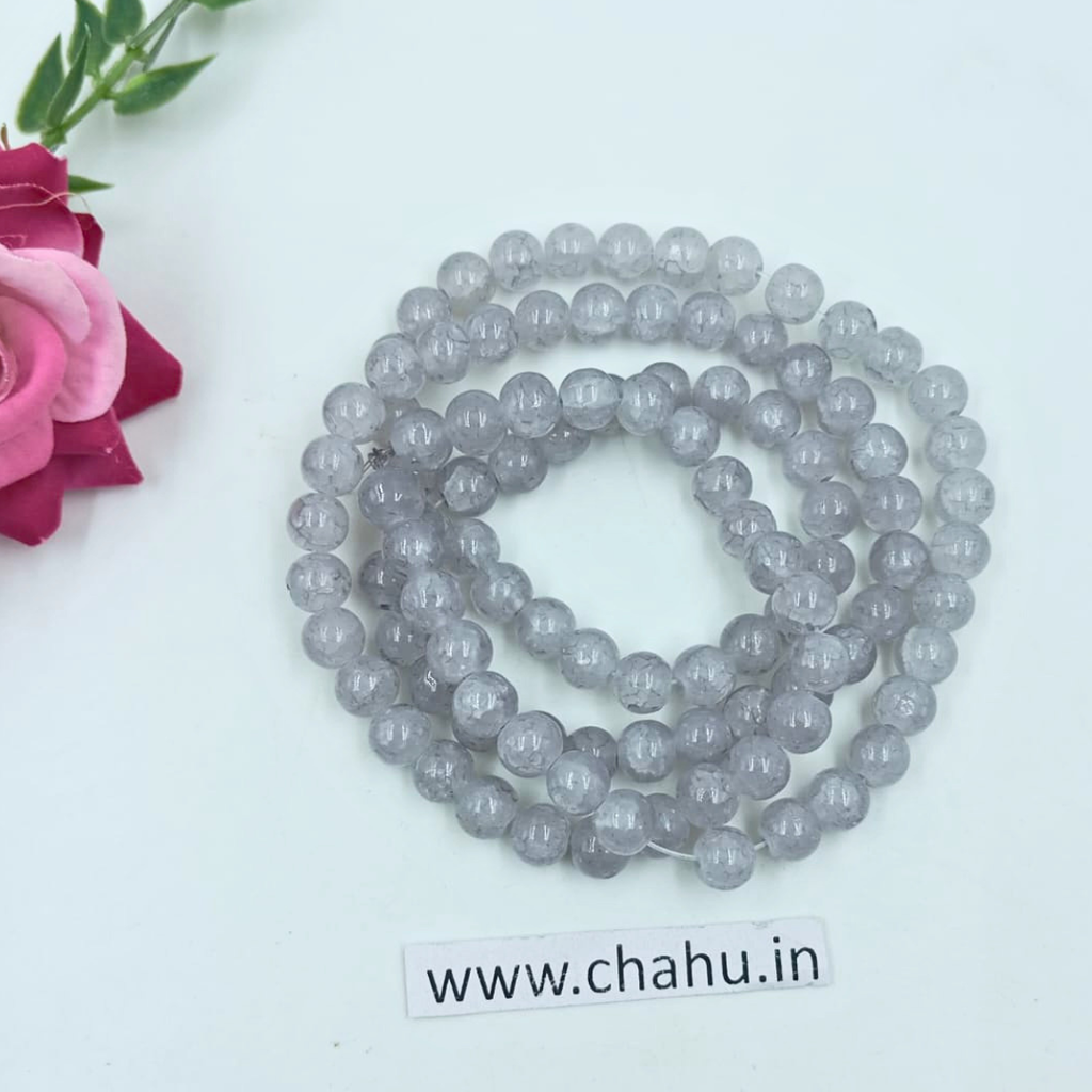 8 mm Light Blue Momi Crackle Bead