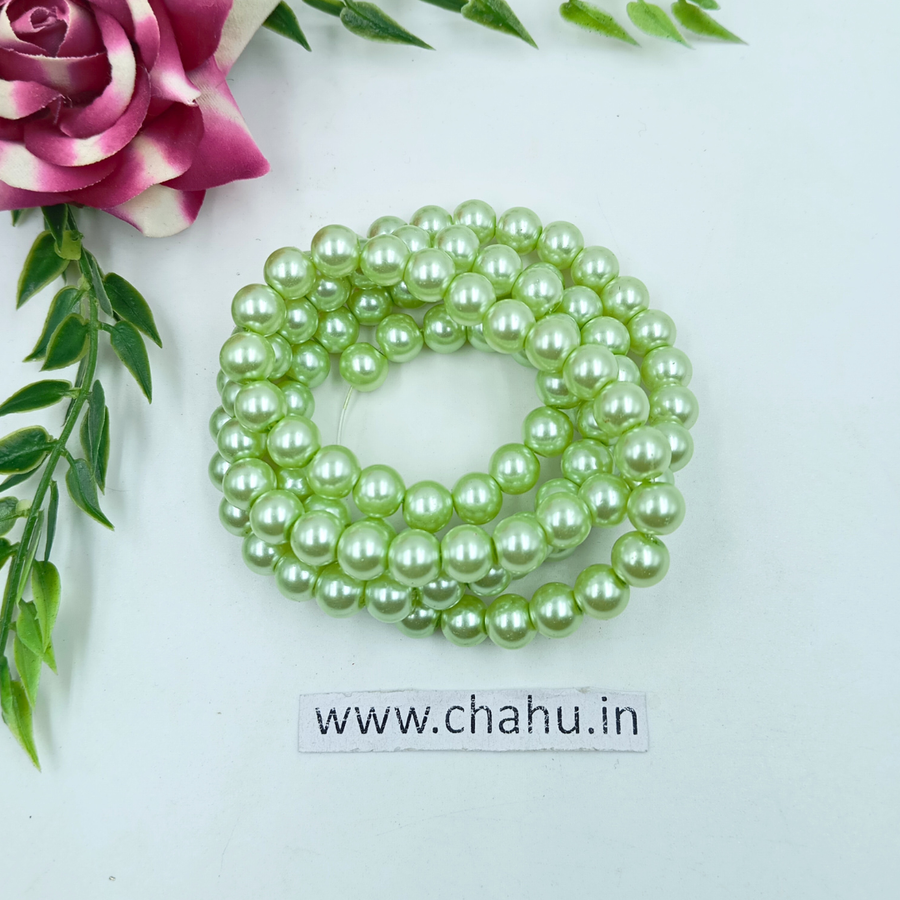 8 mm Parrot Green Pearls Round Beads