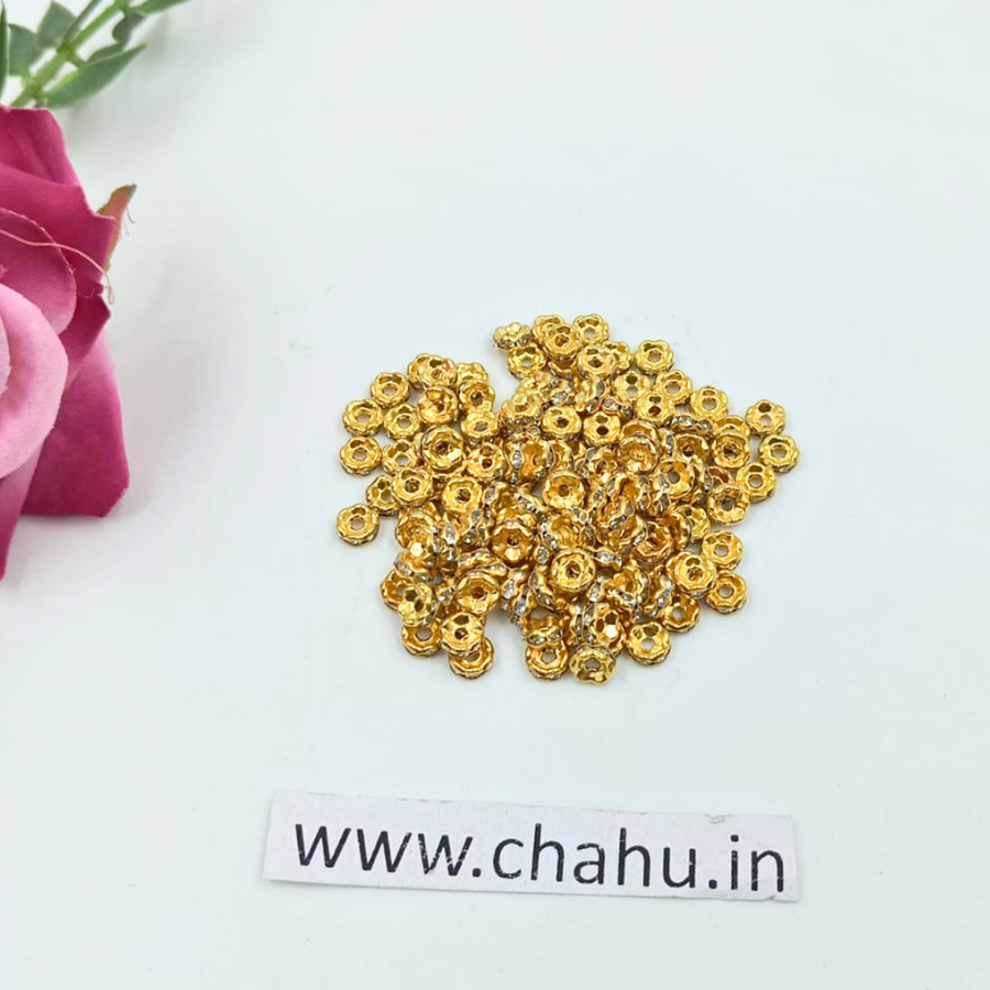 3mm Golden Rhinestone Disc Spacer Beads - 20 Gram
