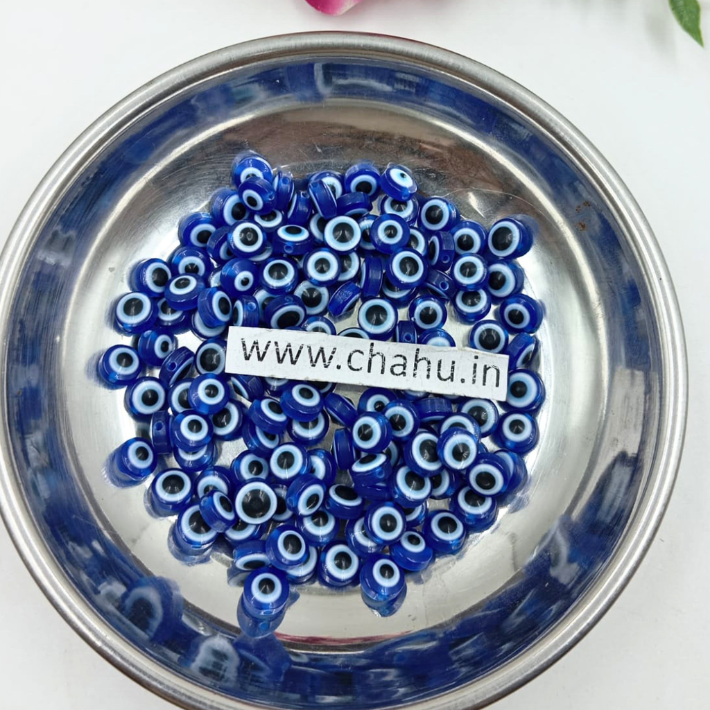 Flat Evil Eye Acrylic Beads - 100 Gram