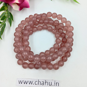 8 mm Dark Rose Quartz Jelly Bead
