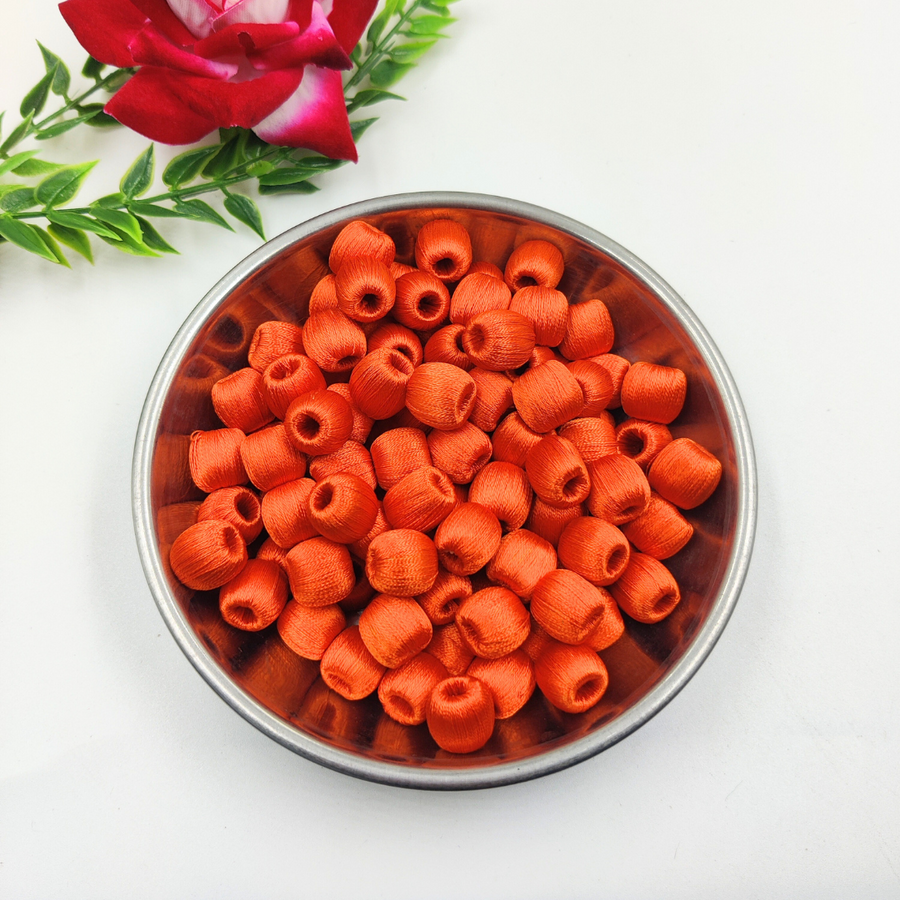8 mm Orange Silk Thread Bead