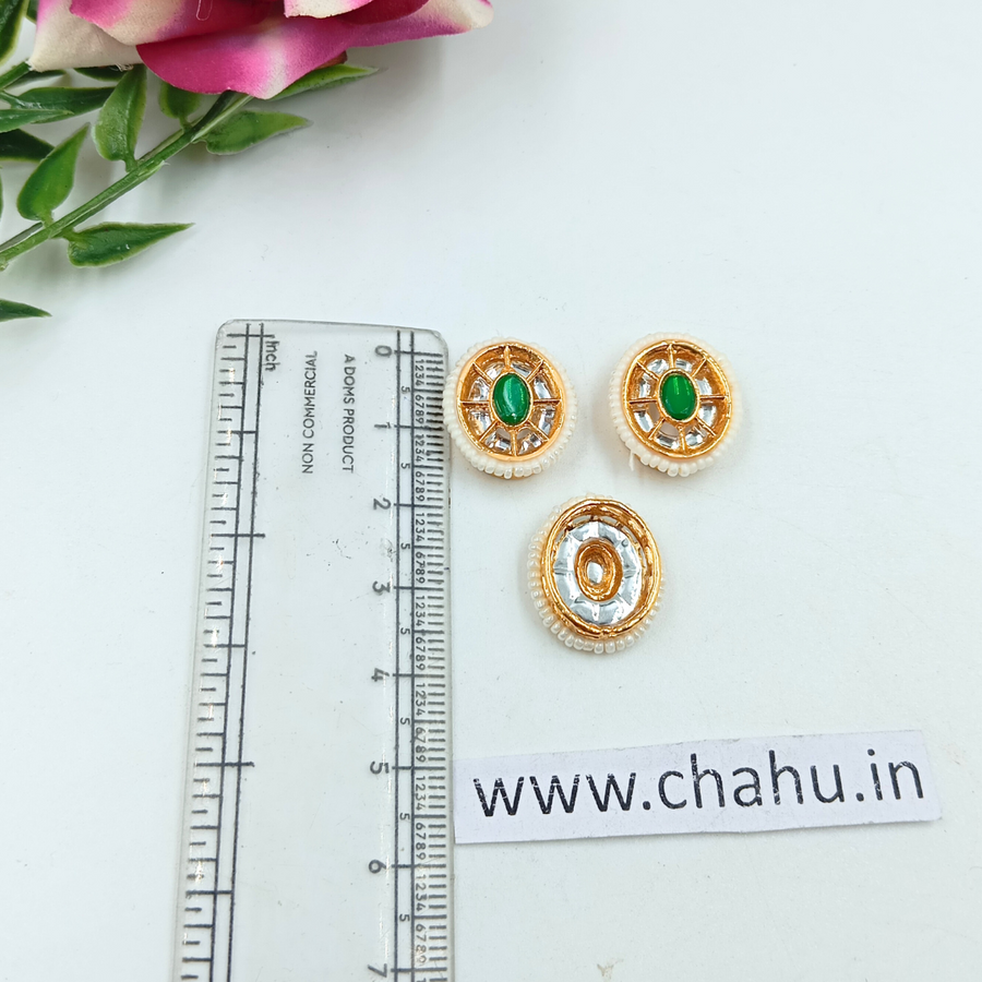 Green Oval Shaped Rakhi Pendent-12 pieces