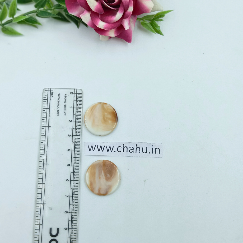 25mm Trochus shell shank Buttons, Flat Round - 100 Gram