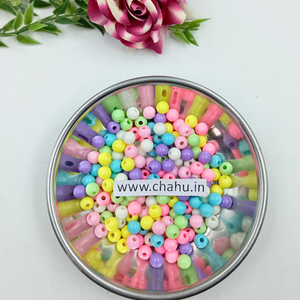 8mm Round Plain Acrylic Beads - 100 Gram