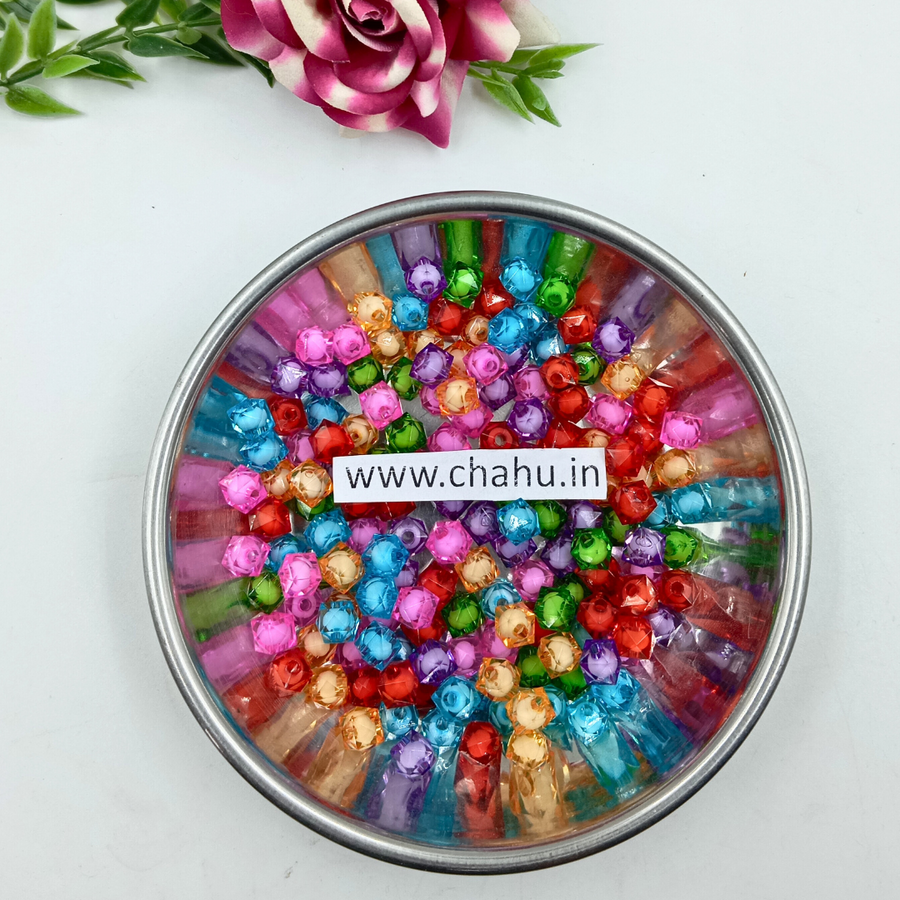 8mm Square Cube Type Acrylic Beads - 100 Gram