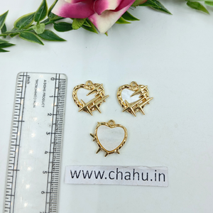Golden White Heart Cross Charms - 5 Pieces