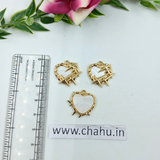 Golden White Heart Cross Charms - 5 Pieces
