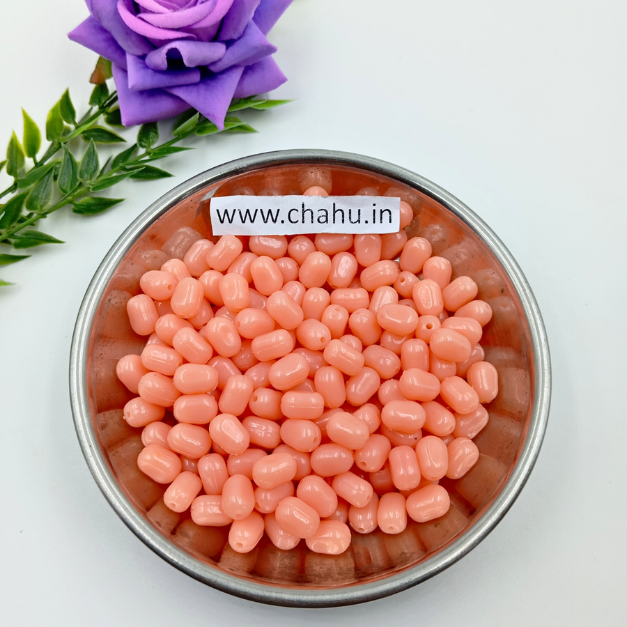 10mm Peach Ruby Plastic Beads - 100 Gram