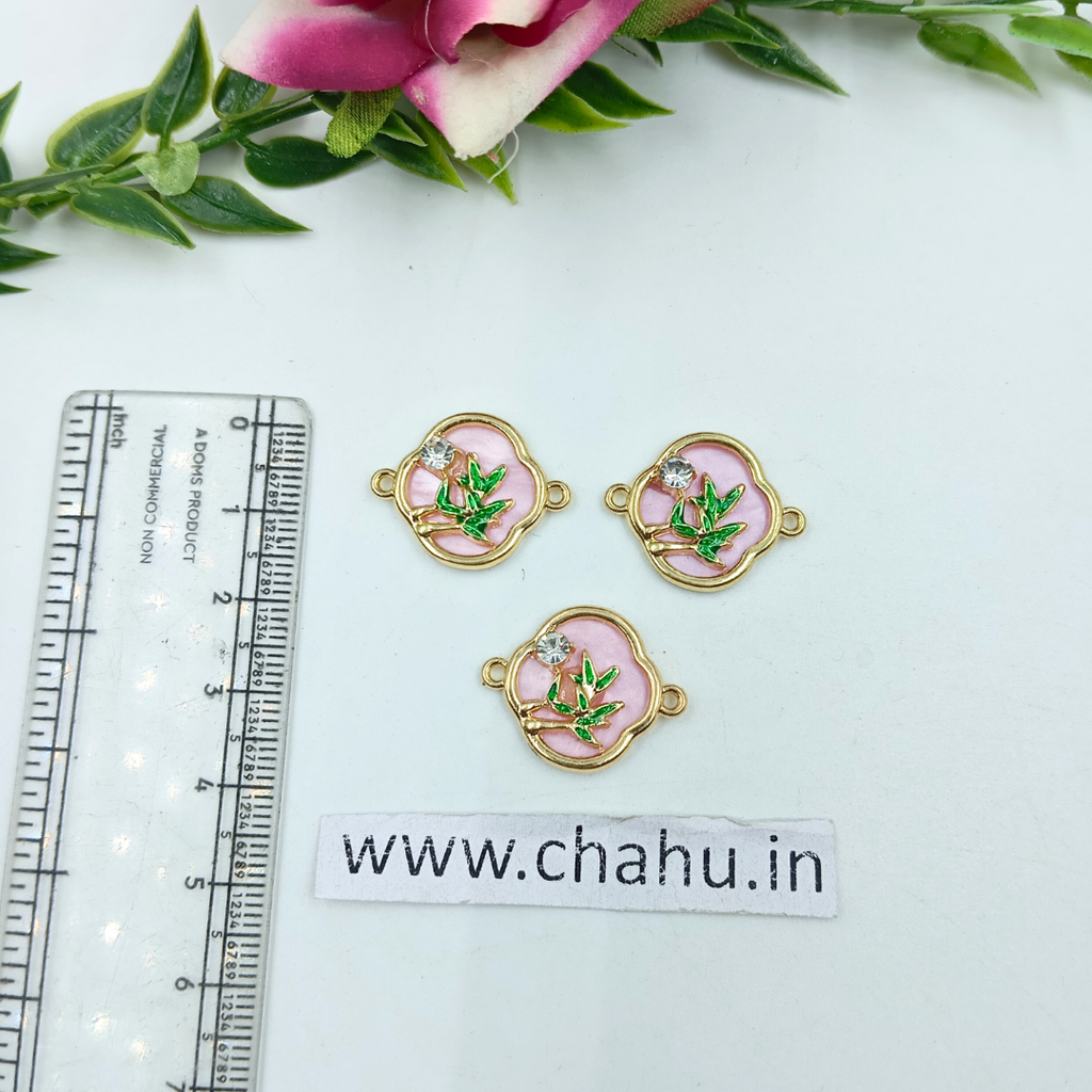 Golden Pink Tree Charms - 5 Pieces