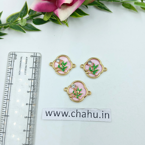 Golden Pink Tree Charms - 5 Pieces