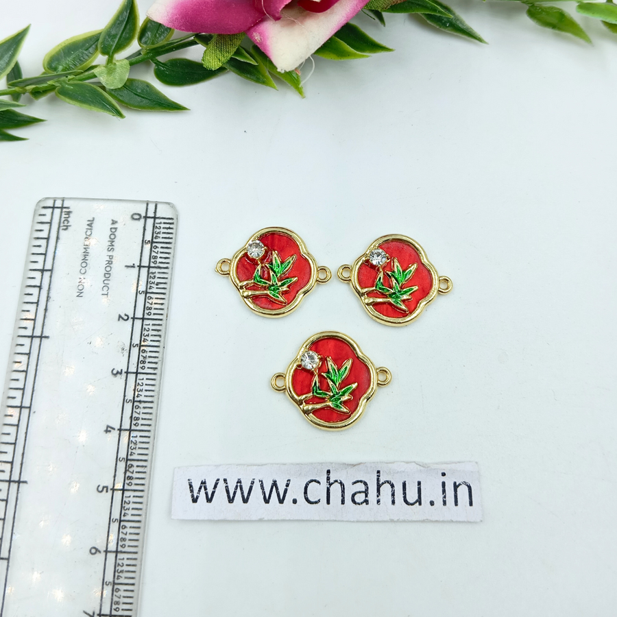 Golden Red Tree Charms - 5 Pieces
