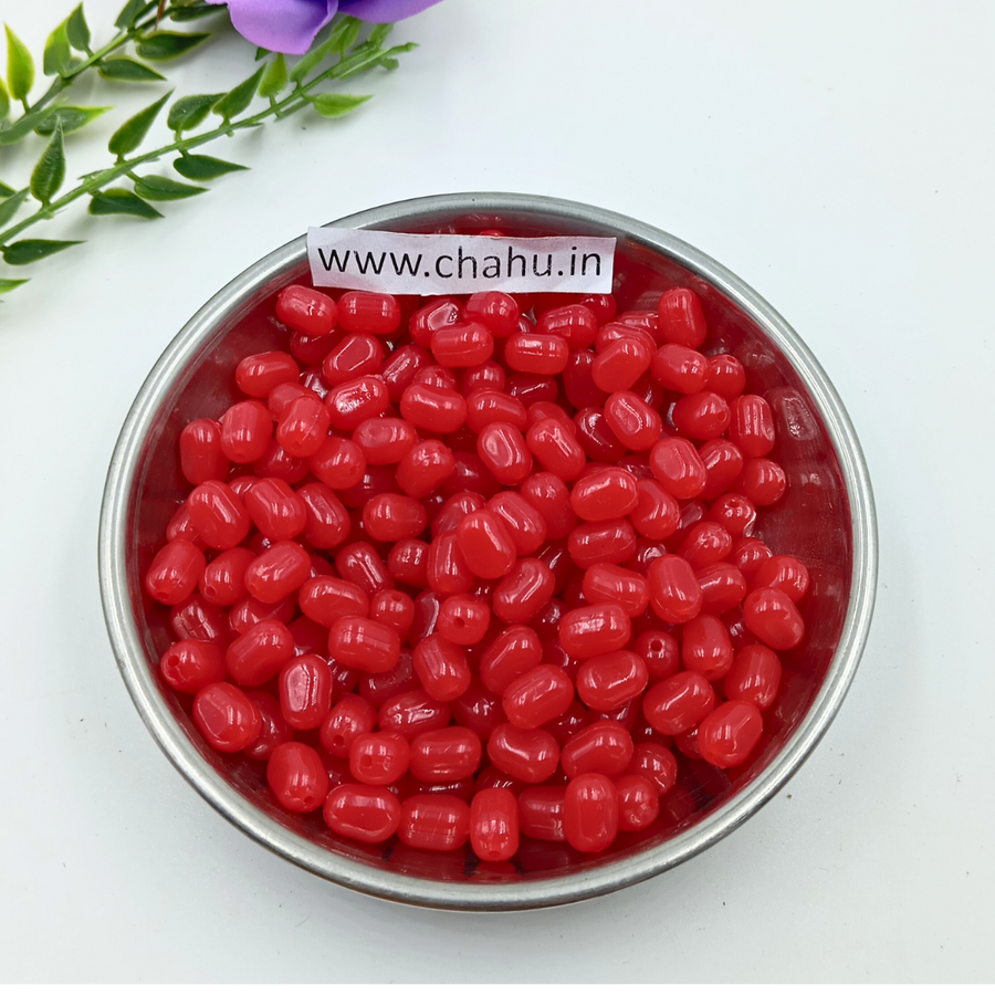10mm Red Ruby Plastic Beads - 100 Gram